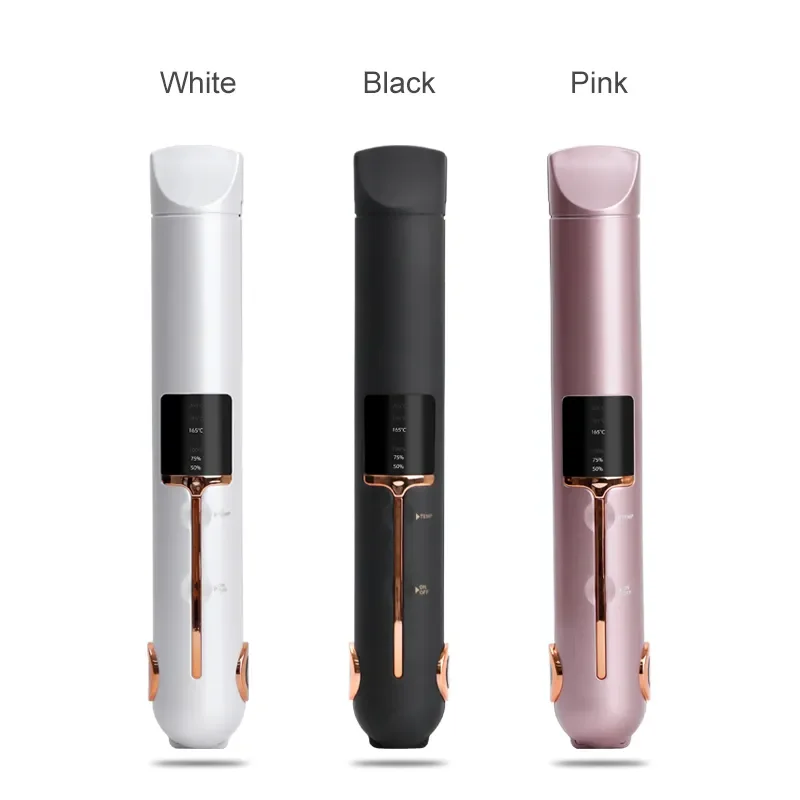 2 in 1 Cordless Flat Iron Curler Portable Wireless Mini USB Rechargeable 400 Degree Hair Straightener