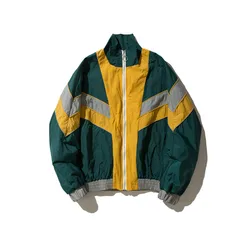 OEM custom streetwear mens big vintage pullover zip up nylon jacket high quality Retro Cheap windbreaker jacket