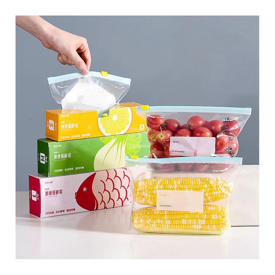 Reusable Slider Zip Lock Bag Self Seal Clear Zip Lock PE Storage Slider Zipper Bag Custom Plastic Food Freezer Bag