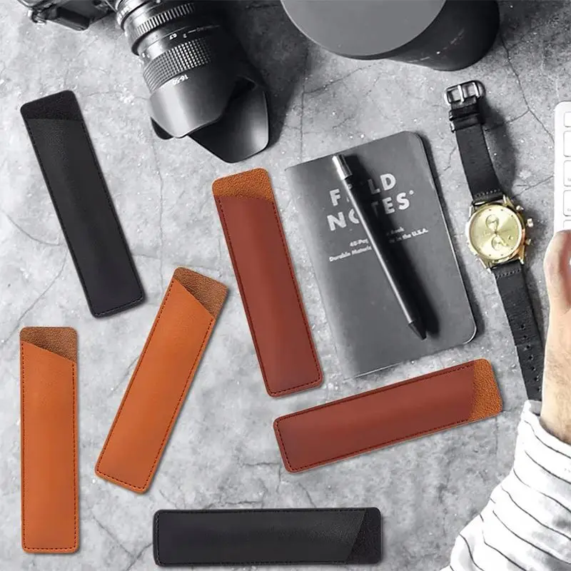 Leather Pen Case Holder,Leather Pencil Holder Pen Protective Sleeve Vintage Pens Pouch Portable Handmade Pencil Case