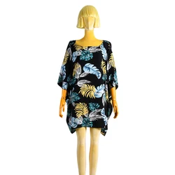 New Arrivals 2021 Poncho Beach Dress Floral Print O-neck Sleeveless Casual Dress Women New Floral Kimono Beach Dress For Summer