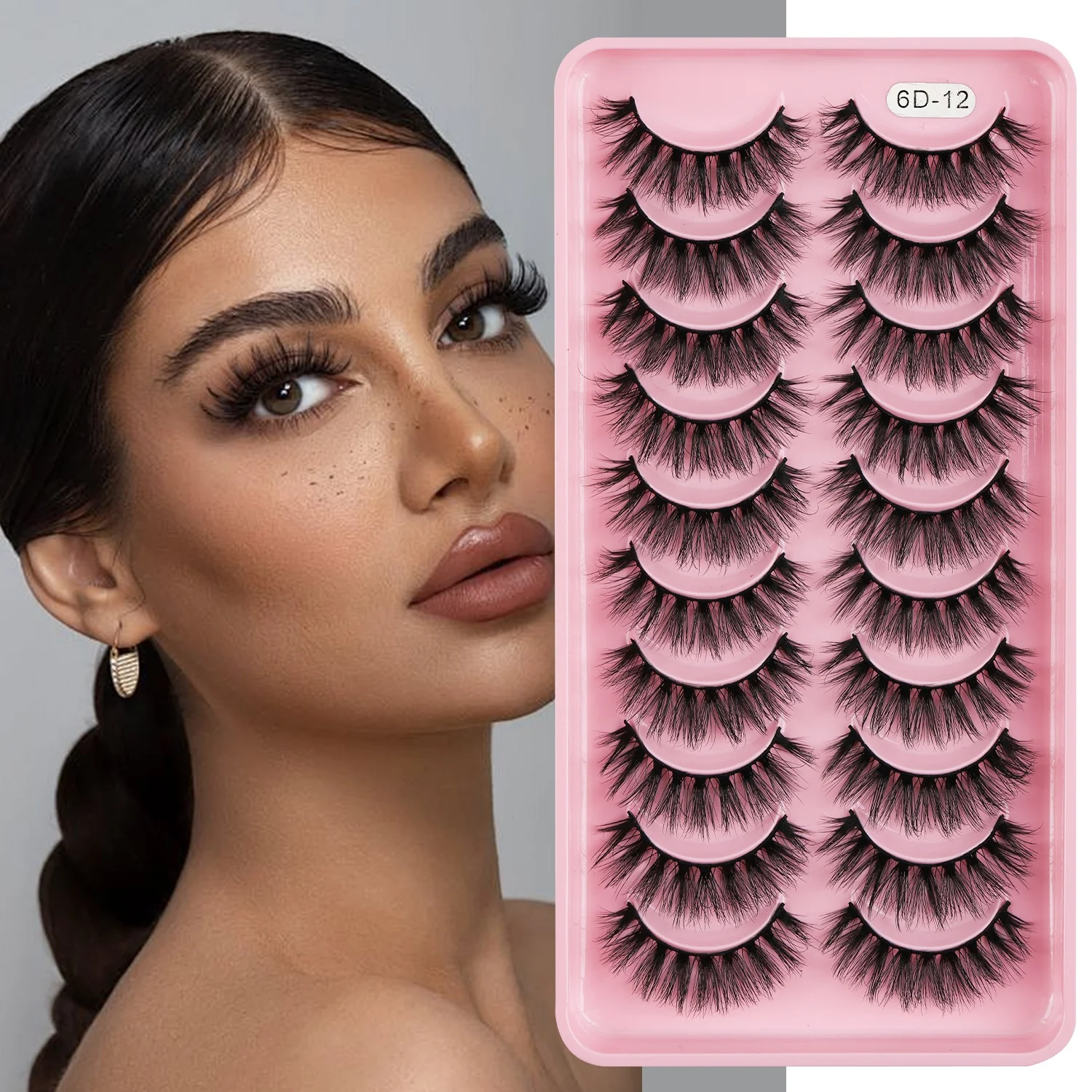 Lashes False Eyelashes 10 Pairs Fluffy Wispy Volume Bulk Strip Natural Look Lashes Sets Pack Faux Mink Eyelashes