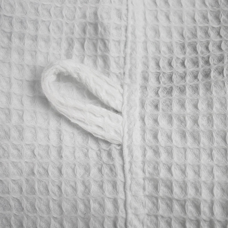 Embroidery Waffle 100% Organic Cotton Soft Fabric Hotel Shower Bath Robe Gown Salon Towel Bathrobe