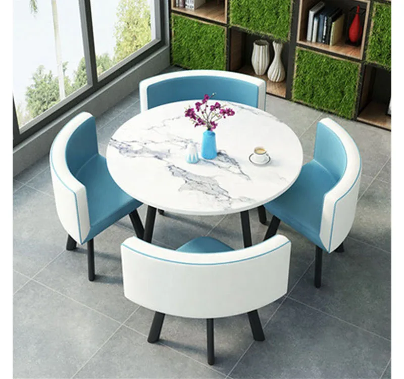 Wood White Dining Room Furniture Table Set 4 6 8 Chairs Wooden Marble Top Restaurant Table and Chair for Restaurants with Chairs