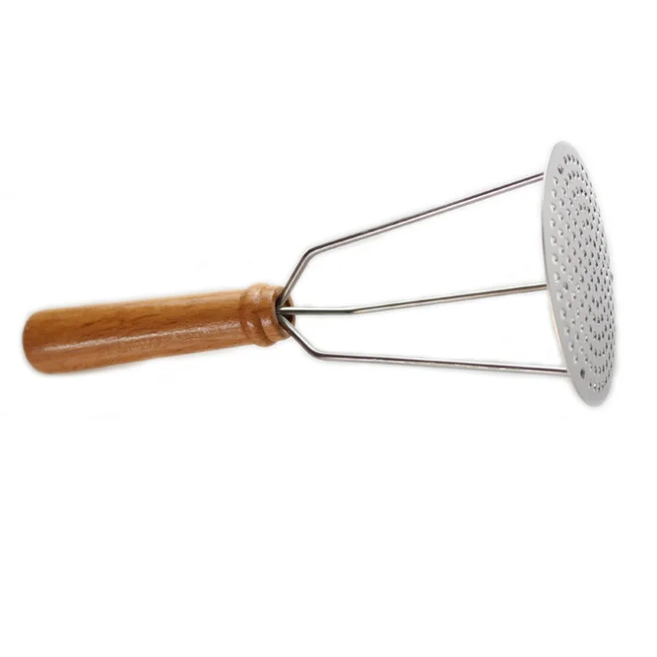 Japanese Compact Style Potato Masher Ricer Potato Press with Wooden Handle