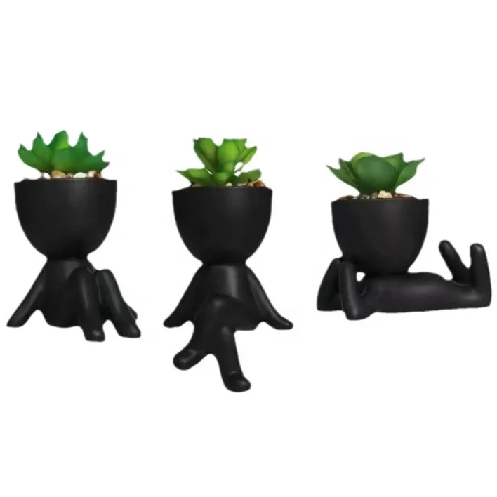 New 2024 Cute Creative Human Shape Indoor Flower Pots Decoration Mini Small Succulent Ceramic Planters Pots Decorate the garden