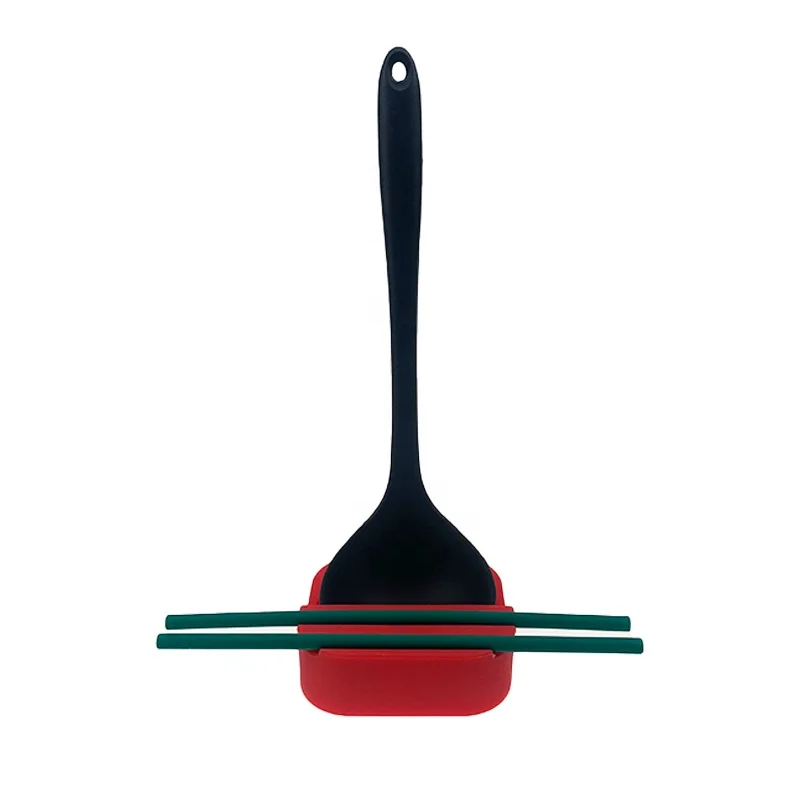 Modern Kitchen Utensil Rest Heat Resistant Chopsticks Soup Ladle Silicone Spoon Holder