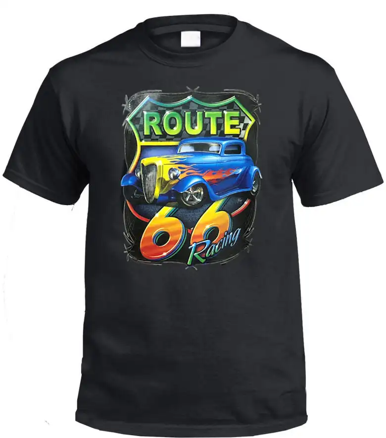 Vintage Route 66 T-shirt 3D Digital Printing Shirt for Men Custom All Over Print Short Sleeve Tees Top Men Street Wear T-shirt