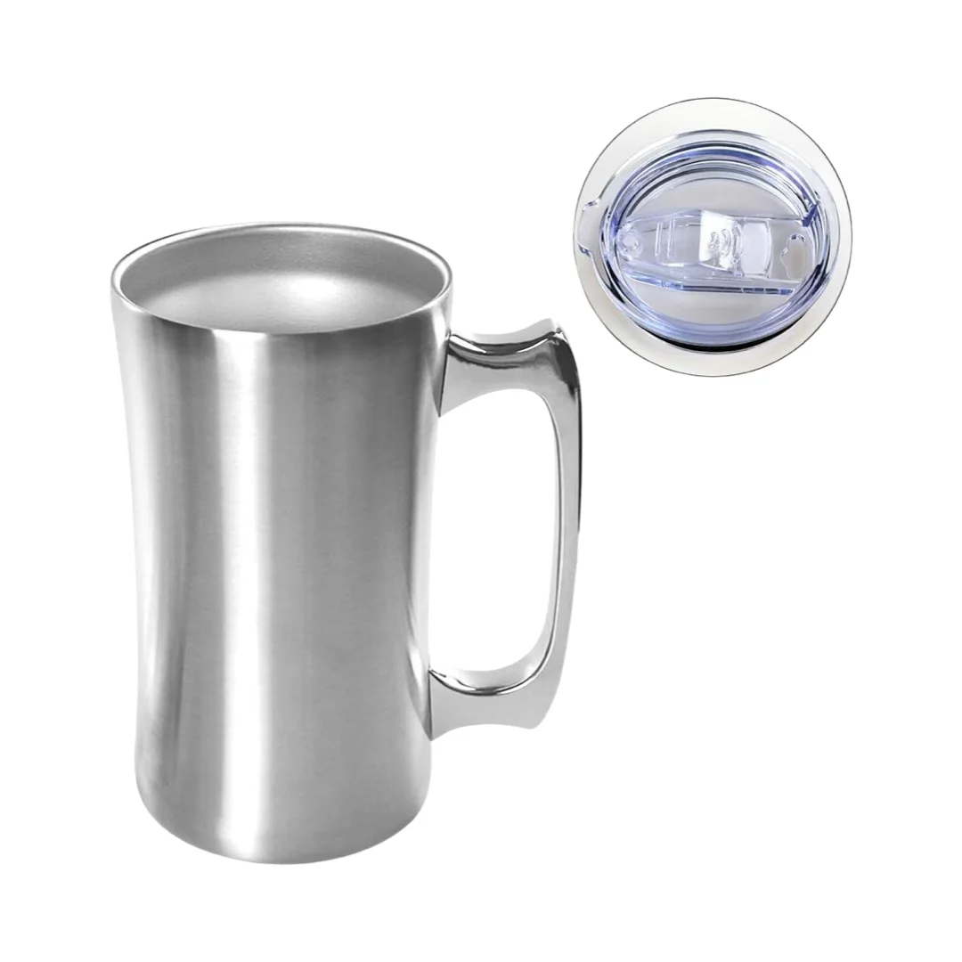 Double Wall Insulated Vacuum Beer Coffee Mug with Zinc Alloy High Quality 20oz Metal Party Stainless Steel Sliver OEM ODM 50pcs