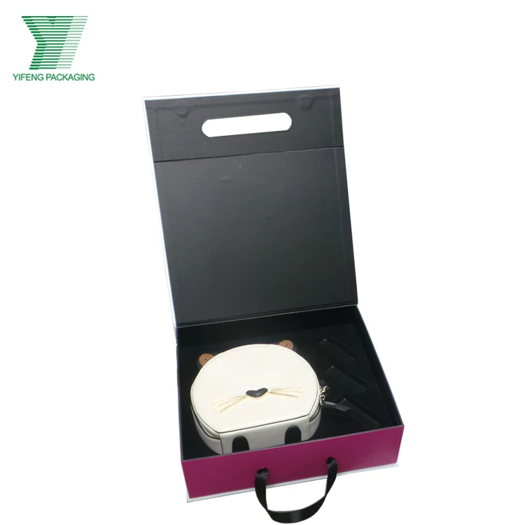 Paper Box Custom Printed Custom Girl Fashion Hand Bag Packaging Gift Box Paper Cardboard Suitcase With Handle