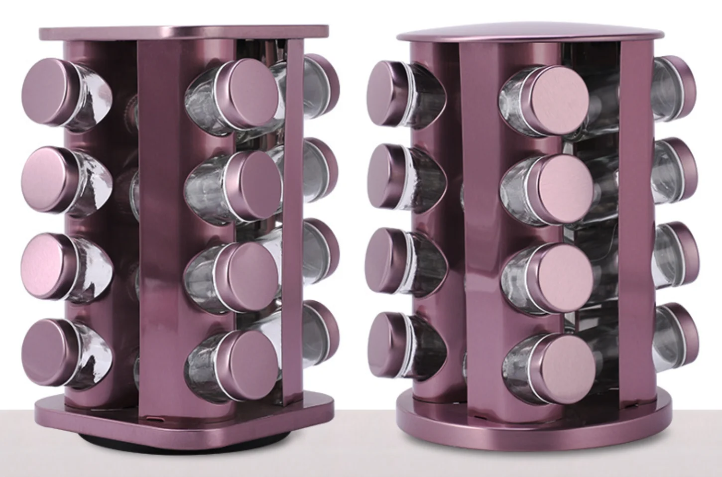 Kitchen tabletop kitchen accessories gadgets herb&spice tool 16pcs rotary stainless steel spice jar racks