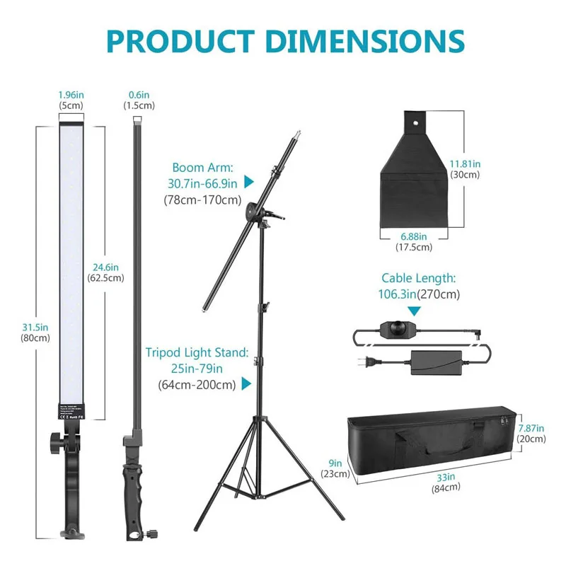 3 Pack LED video light stick professional video led lighting Kit for Photo Studio Video Shooting