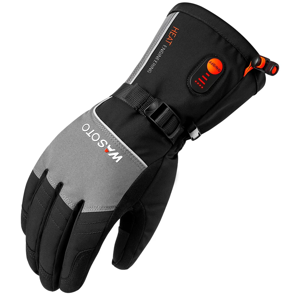 Wasoto Winter Outdoor Thermal Warm Heating Gloves 7.4V Lithium USB Rechargeable Battery Heated Ski Gloves for Men and Women