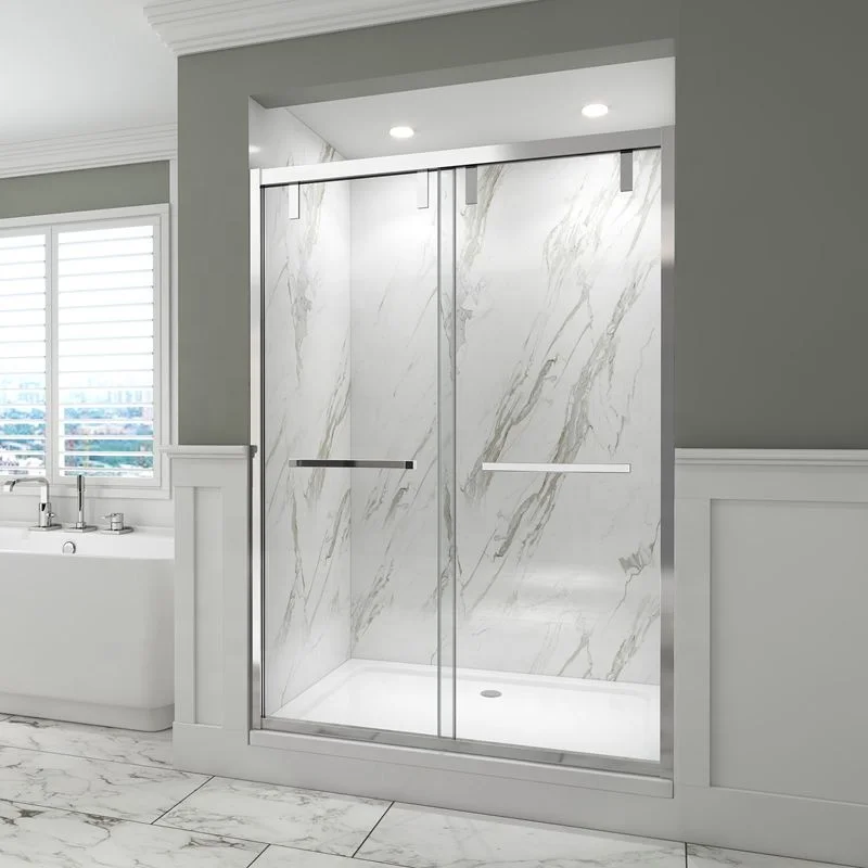 Competitive Safty Tempered Glass 2panels Single Sliding Bathroom Bathtub Shower Door