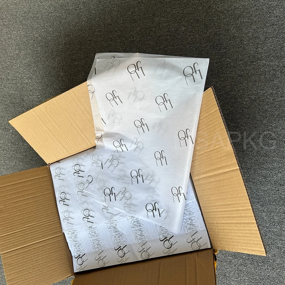 Free sample thin White Custom Printed Logo Gift Wrapping Paper Clothing Tissue Paper hair wrapping paper