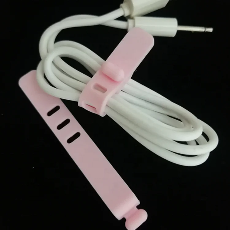 
OEM mobile data cable tie silicone cable tie usb tie cable 