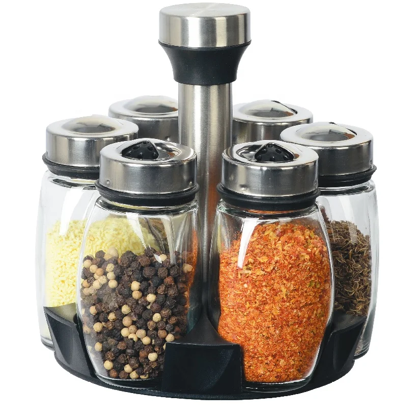 2 Tier Rotating Spice Shaker Jar Set With Stand Holder Big Size Set For Spices On A Stand Expandable Set For Spice Luxury