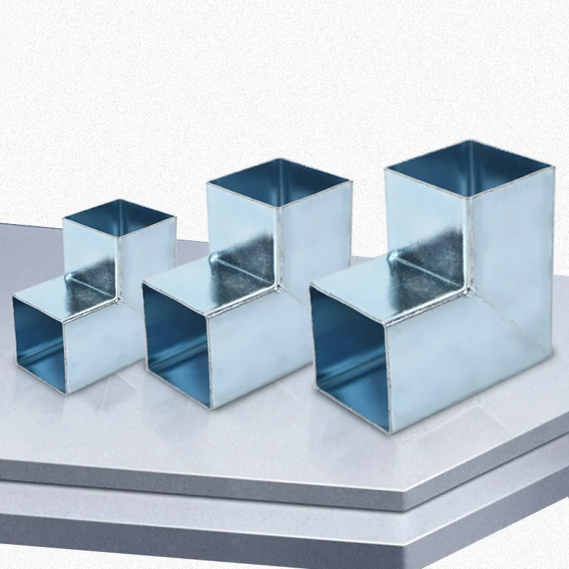 Square pipe connection welding free general fixed accessories 90 degree right Angle two three way iron pipe guardrail connection