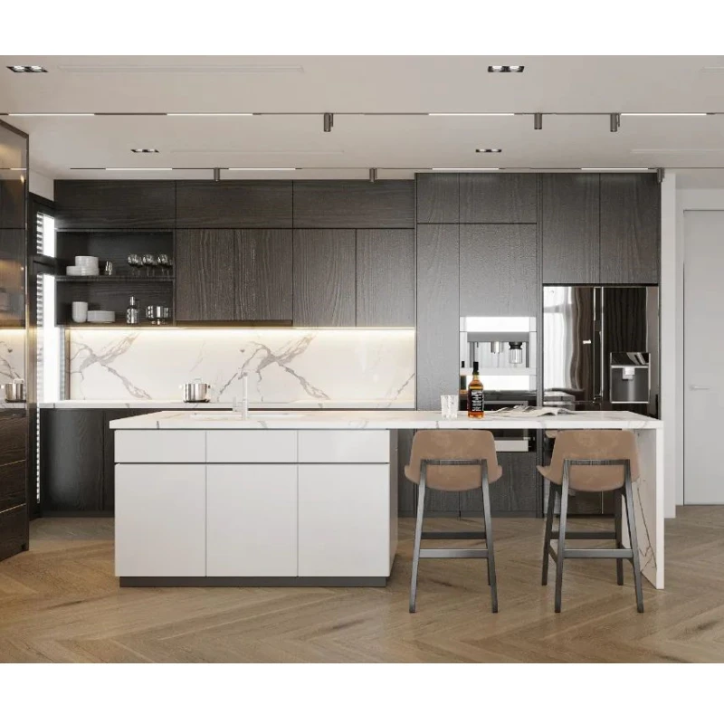 CBMMART Modern Design Custom Kitchen Cabinet  High Gloss  2 Pac Lacquer Finish Kitchen Furniture