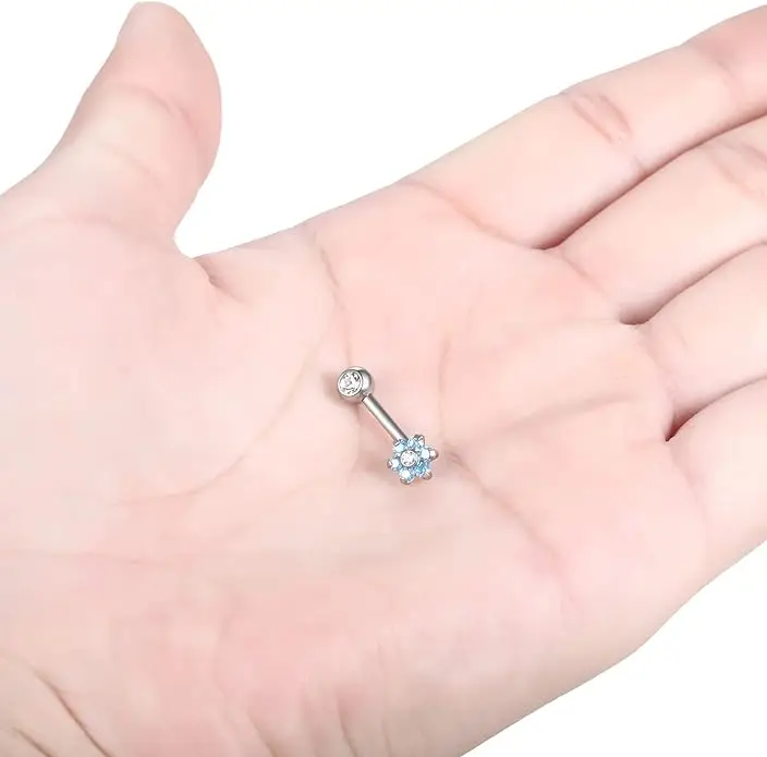 Getta 14G Solid Titanium Christina Piercing Barbell flower VCH Ring Bar Genital Jewelry Vertical Hood piercing for women