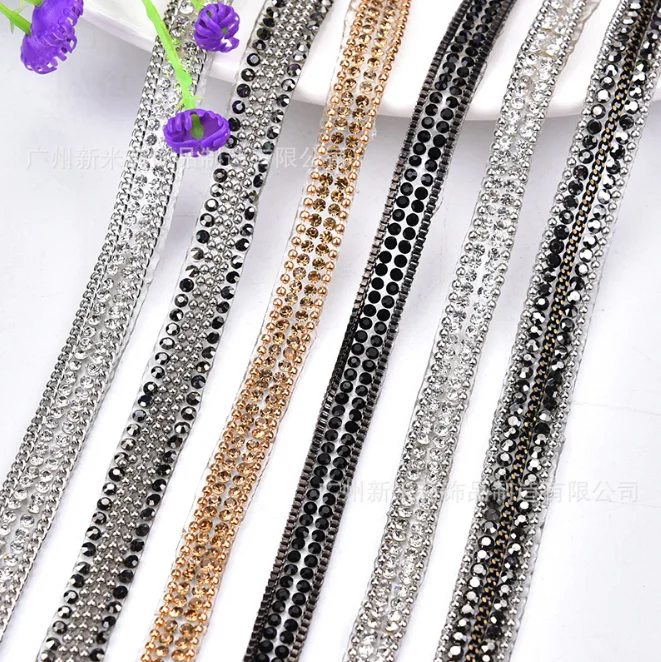 rhinestone tape Tube beads sequin With adhesive hotfix chain iron on wedding dress shoes bag clothing accessories DIY decoration