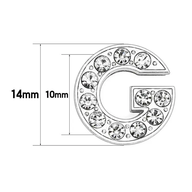 10 mm Silver Letters DIY Diamond Face Letter Pet Collar Keychain Wholesale Various Alphabet Digital Decorative Buckles