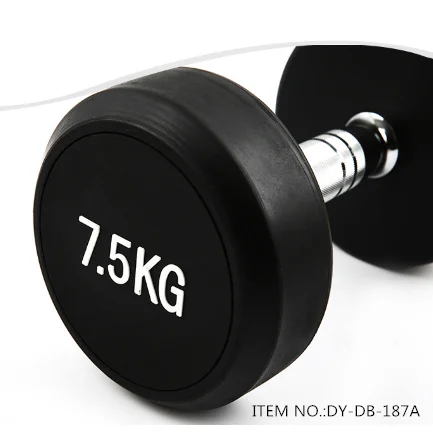 Rubber Coated Dumbbell/Wholesale high quality Fixed Round Head Rubber Coated Dumbbell