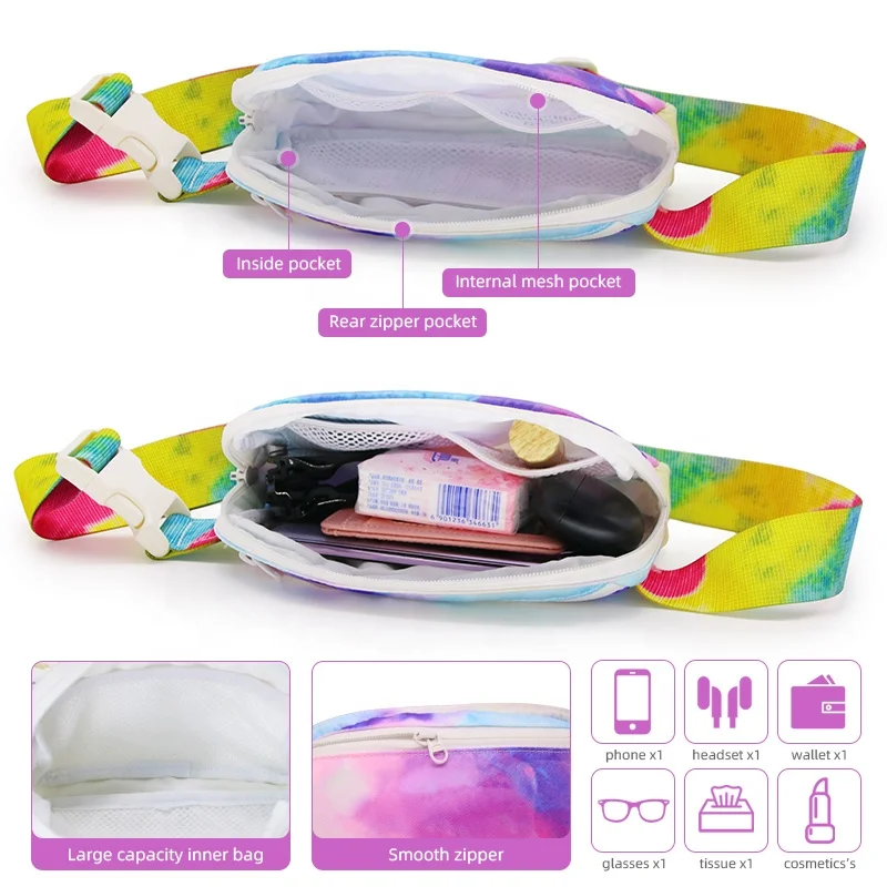 New Polyester Designer Mini Running Belt Waist Bags Custom Logo Water Resistant YKK Zipper Everywhere Women Fanny Pack Crossbody