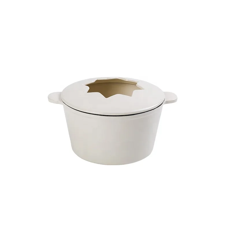 High Quality Wholesale Cheap White Enamel Cast Iron Cheese Chocolate Fondue Set