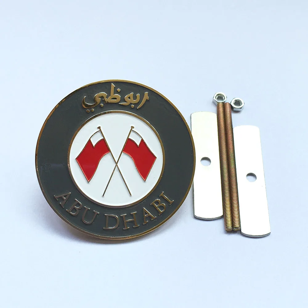 Wholesale hot sale custom UAE Abu Dhabi logo silver car badge