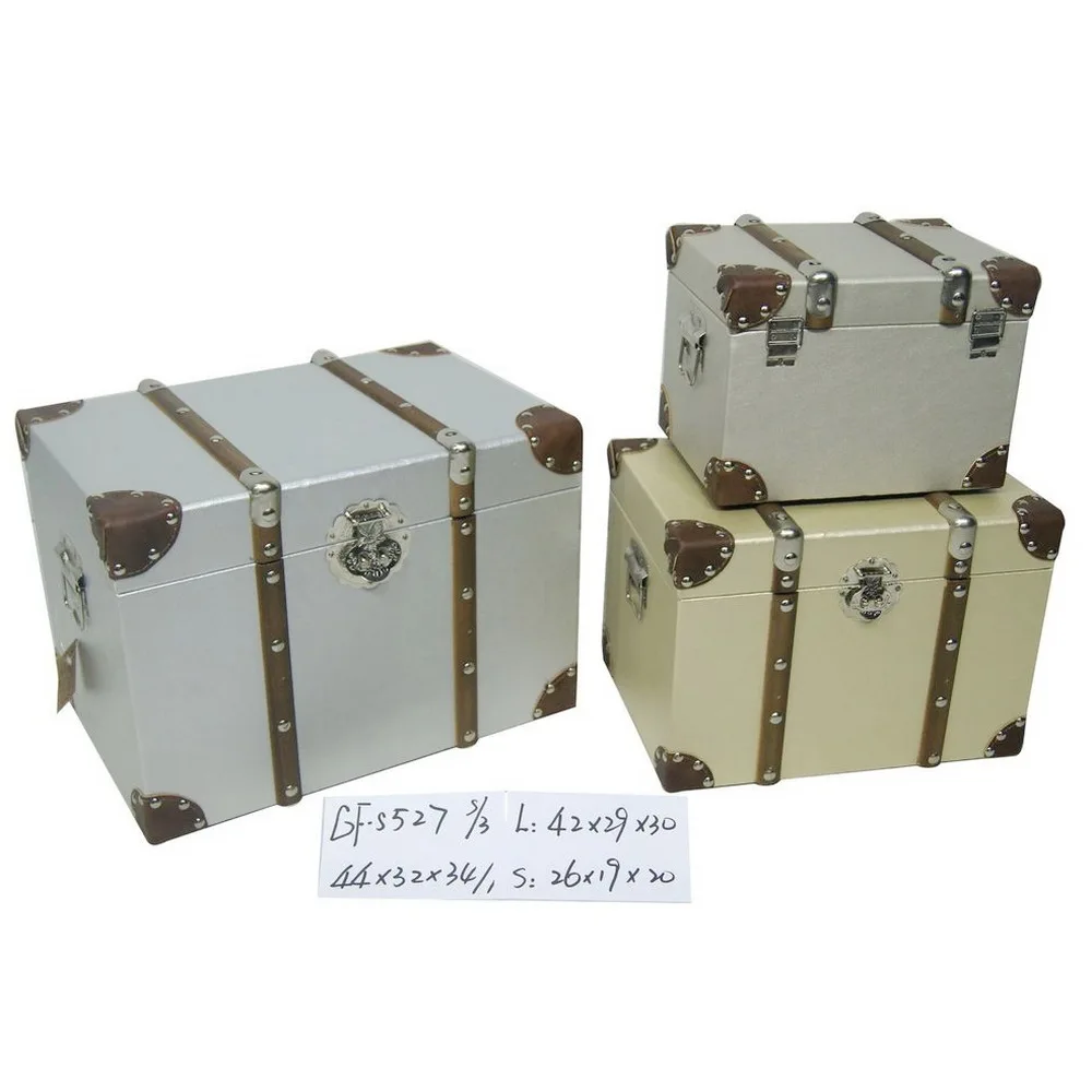 Antique Wooden Storage Trunk Box For Sale