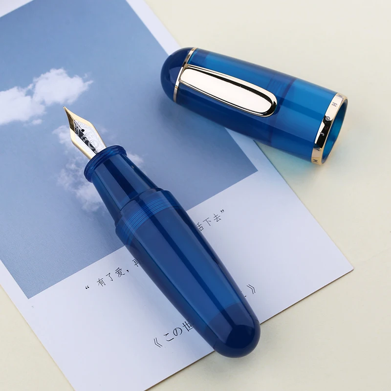 MAJOHN Q1 fountain pen transparent resin pen barrel storage ink big bright tip adult student fountain pen made in China