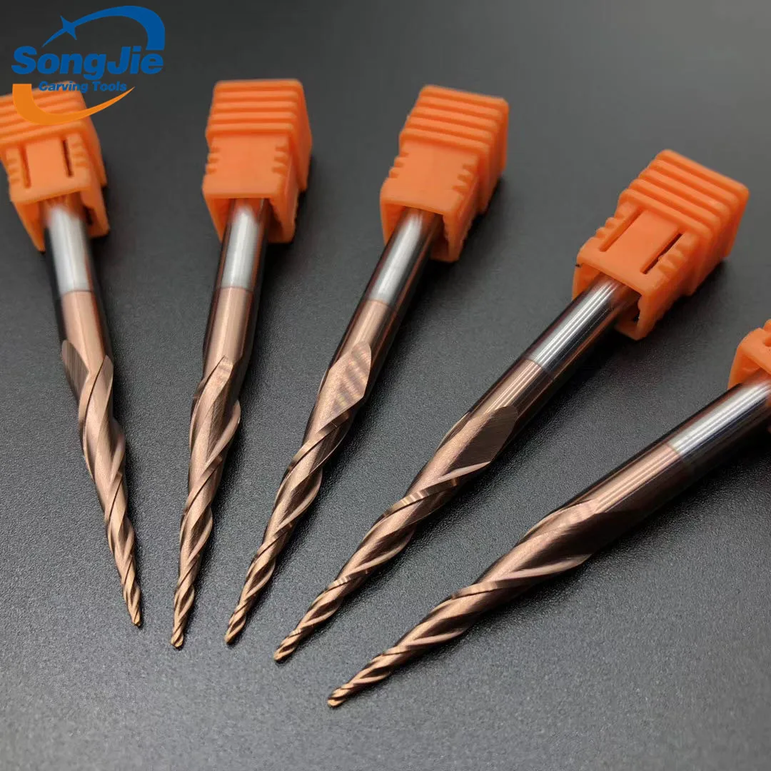 Songjie Solid Carbide CNC Milling Taper Ball Nose End Mill For Wood