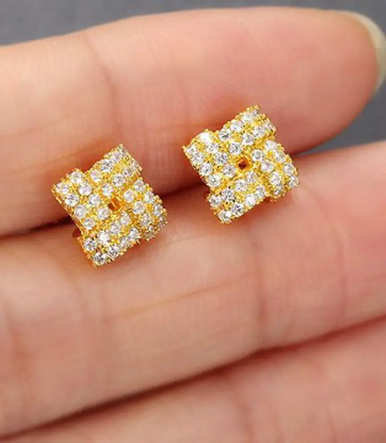 Hot Selling Gold Plated Zircon Jewelry Sets with tereo Sugar Ring Earrings Accessory