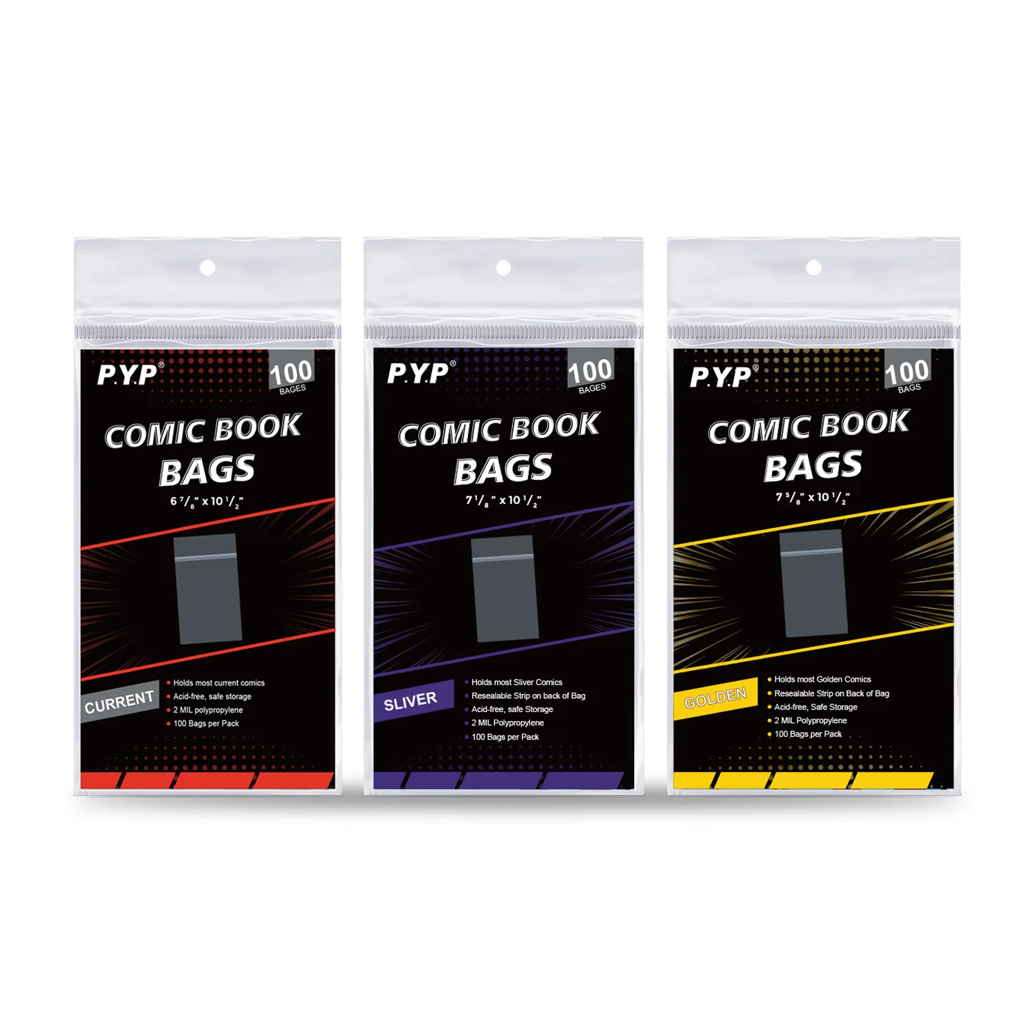 Resealable Current Sliver Golden Age Comic Book Bags Custom Sleeves