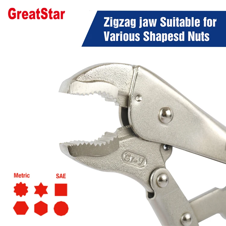 GREATSTAR Locking pliers set Clamps Kit Vise Grip Set multi function tools curved jaw locking plier round opening plier