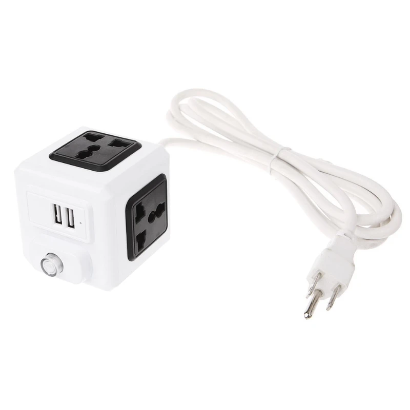 
Multi-jack switchable plug 2USB plug Wall Charger Cube Power Board Strip Socket 