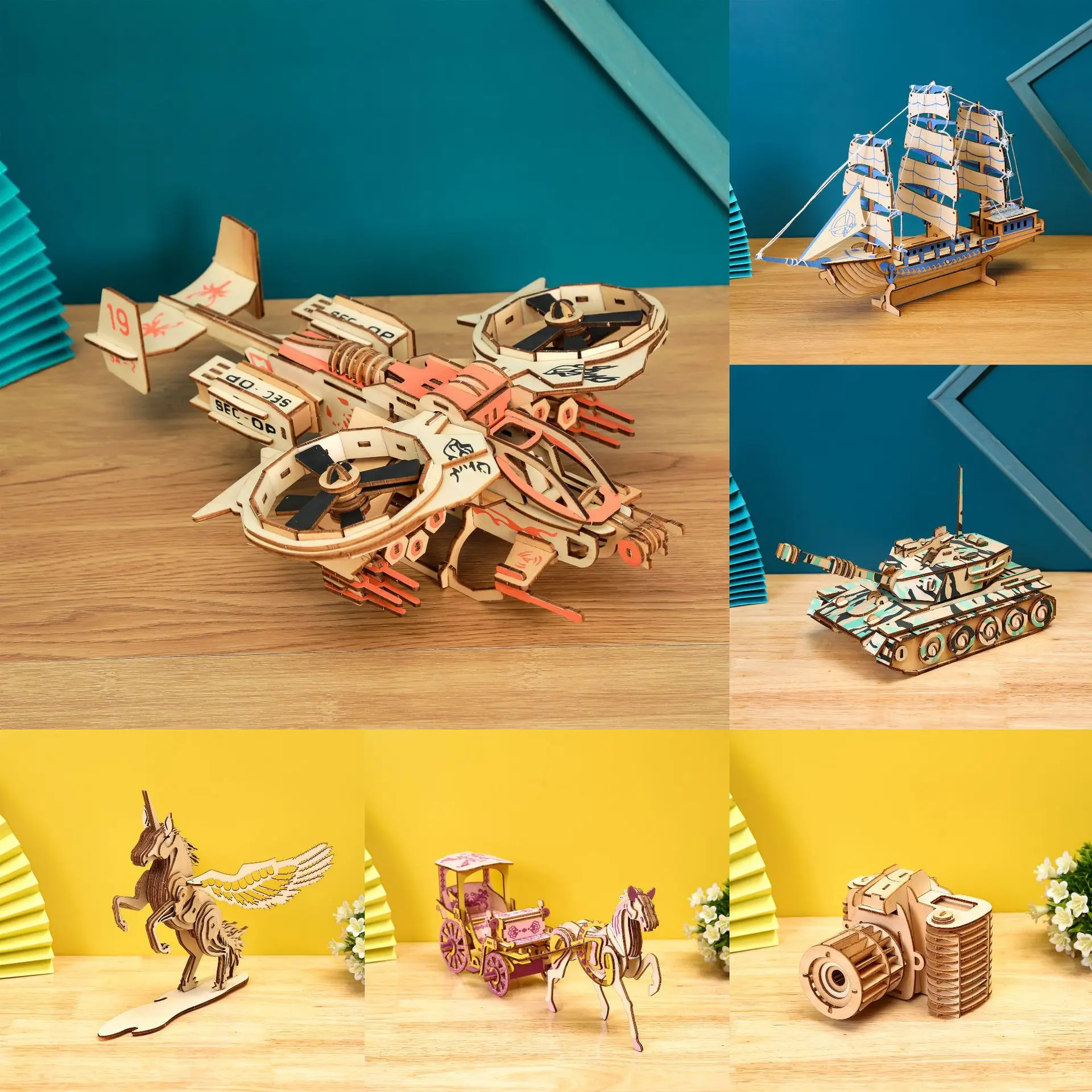 Wholesale UV Printing New Girls 3D Wooden Puzzle Educational Carousel Piano Toys for Kids Aged 5-7 Unisex Box Packed