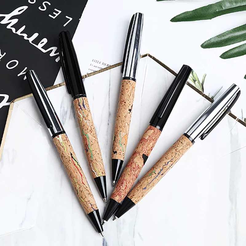 Creative Business Advertising Office Gift Pen Wood Grain Heavy Metal Rotating Ball Pen with Custom Logo