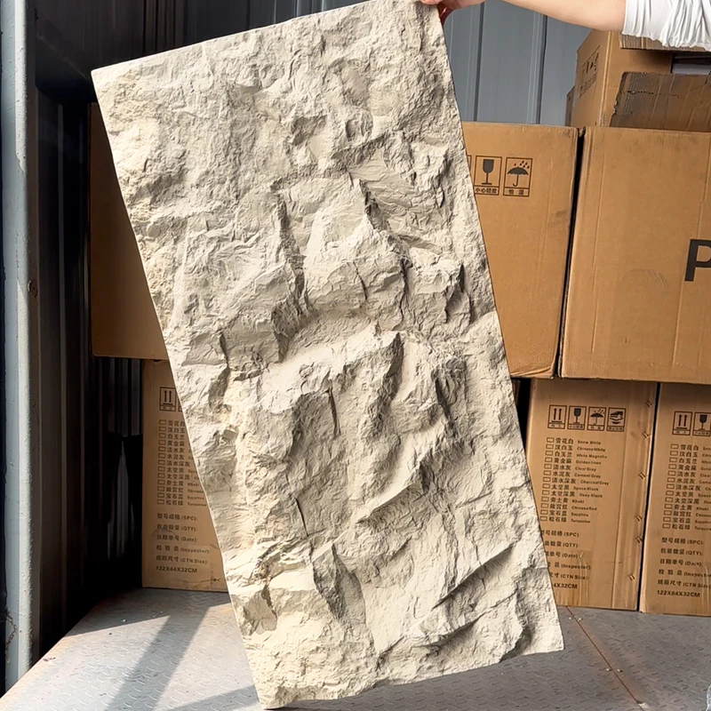 Light weight PU Stone Wall Panel Faux Artificial rock stone 3D Exterior Wall decor board