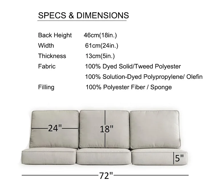 Water Proof Outdoor Deep Seating Sofa Seat Couch Cushion Foam