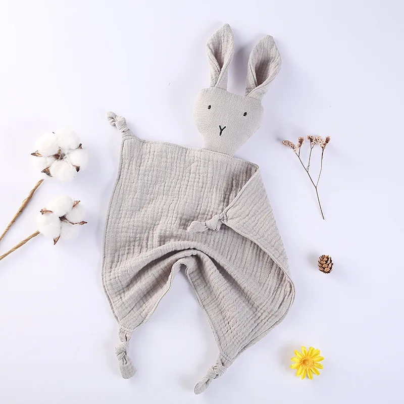 Security Blanet Baby Comforter Toy Organic Muslin Bunny Security Blanket Baby Shower Gift for New Baby