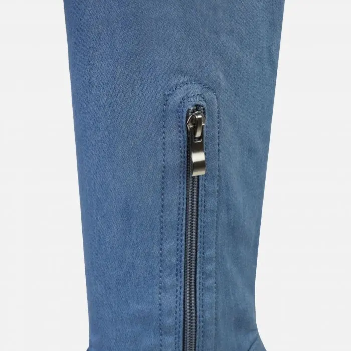 thick  heel  platform square toe  over knee high denim women or laddies  boots  blue jean boots