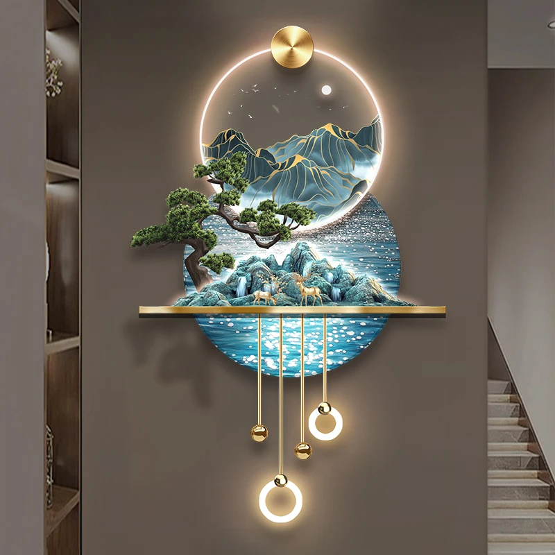 LED luminous mural 3D decorative wall art luxury home metal lamp acrylic painting Home decor can add acrylic diamonds