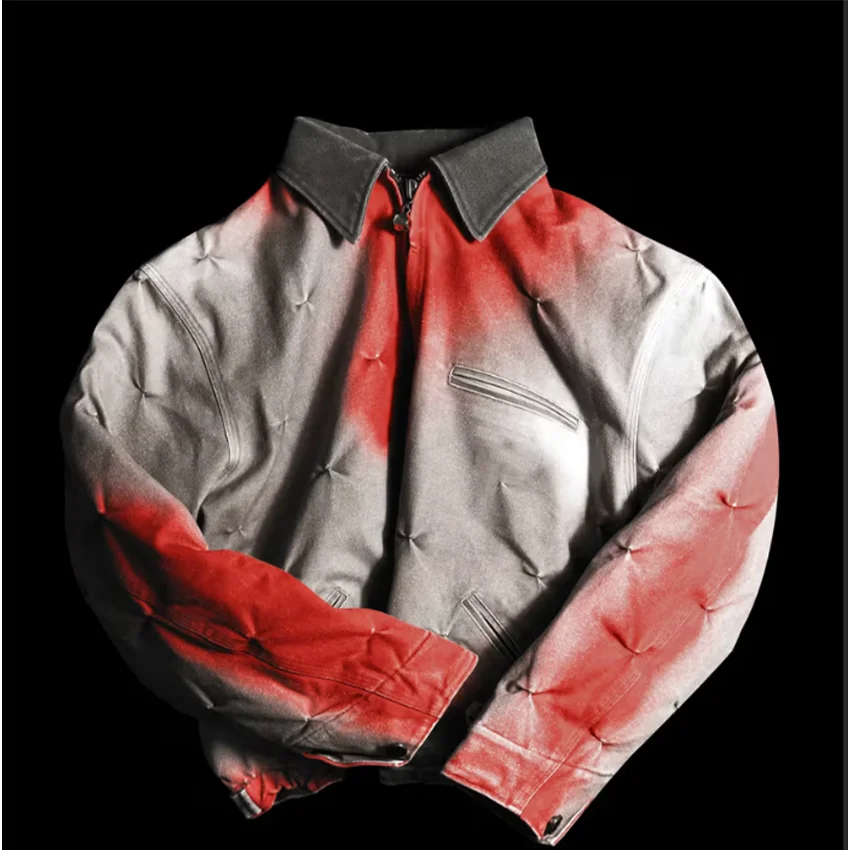 Trendy fashion Custom Logo Workwear Outdoor Duck Canvas Denim Jean Zip Up Work Jacket Bomber Jacket With Corduroy Collar For Man