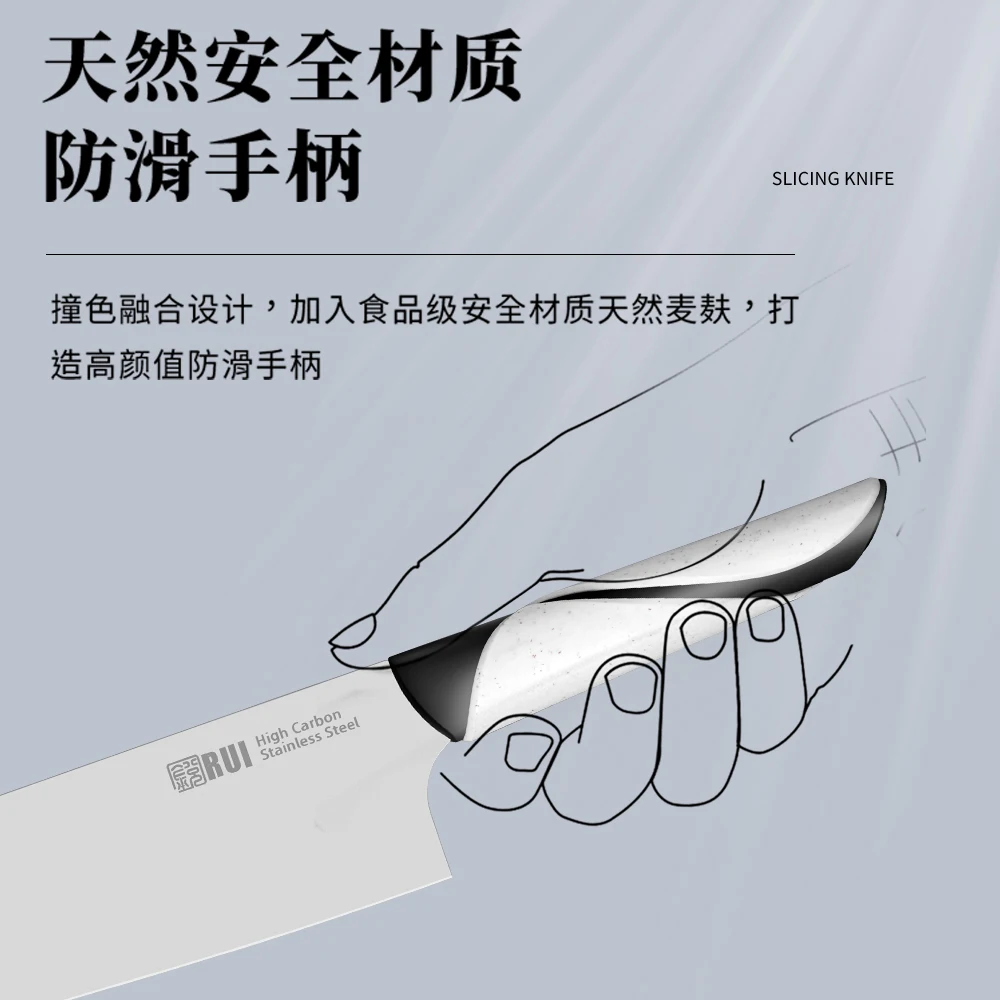 RUI Kitchen Knife Set Stainless Steel  Chef Cleaver Knife  for Home Food Baby Cutting Colorful Slicing Knife