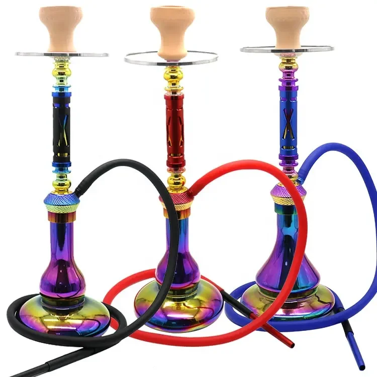 2023 New fashion rainbow aluminum glass tobacco arab hookah  for bar party smoking accessories