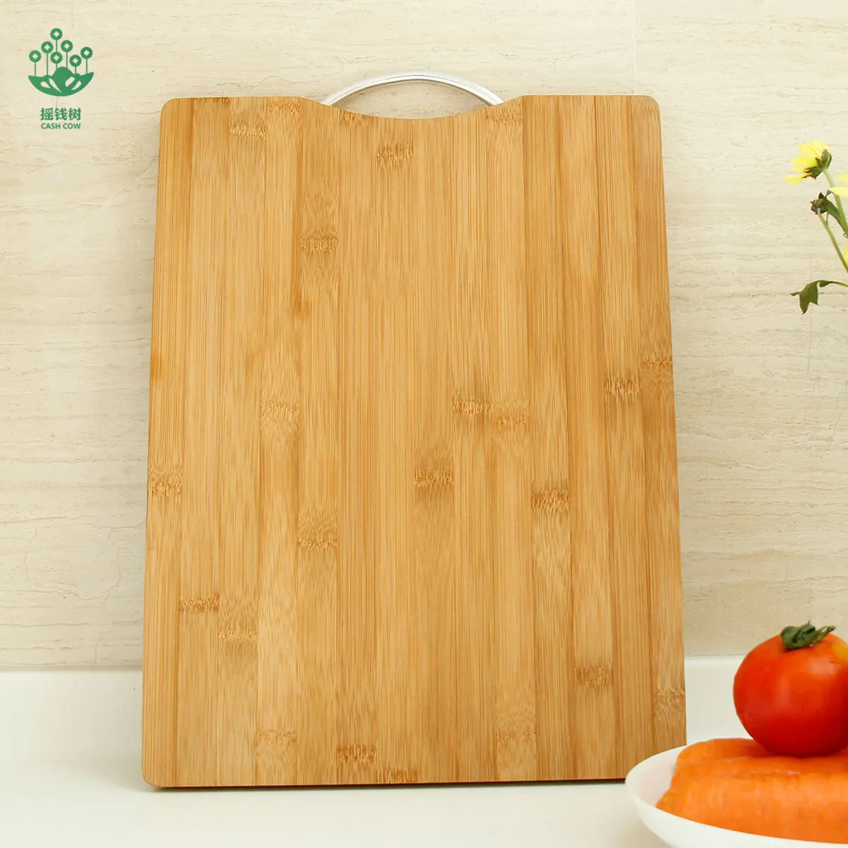 Wholesale Custom Bamboo Chopping Boards Large Kitchen Organic Natural Bamboo Vegetable Board Cutting Board with Metal Handle