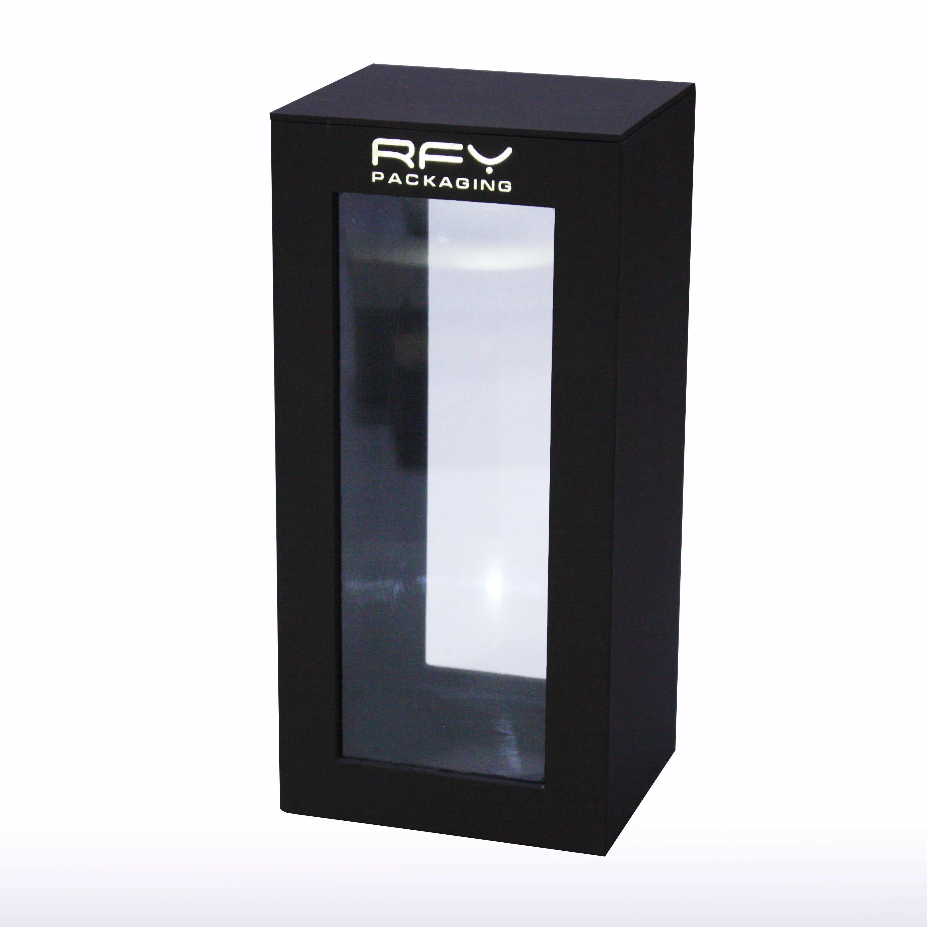 
Customized logo hard Paperboard Box for Single Wine Vertical Whisky Cognac Packaging Box for Single bottle with clear PVC Window 