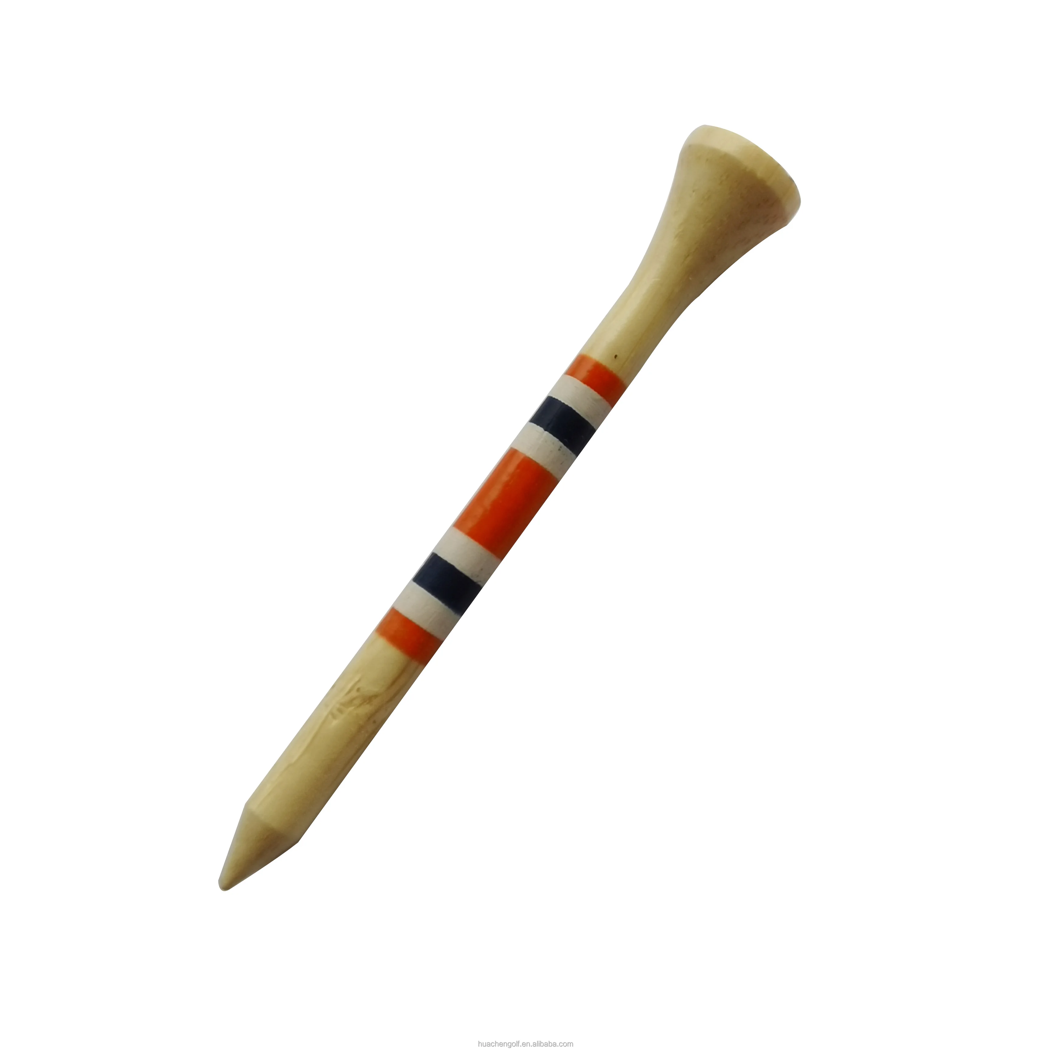 360 round black Stripes printing on white Bamboo golf tees